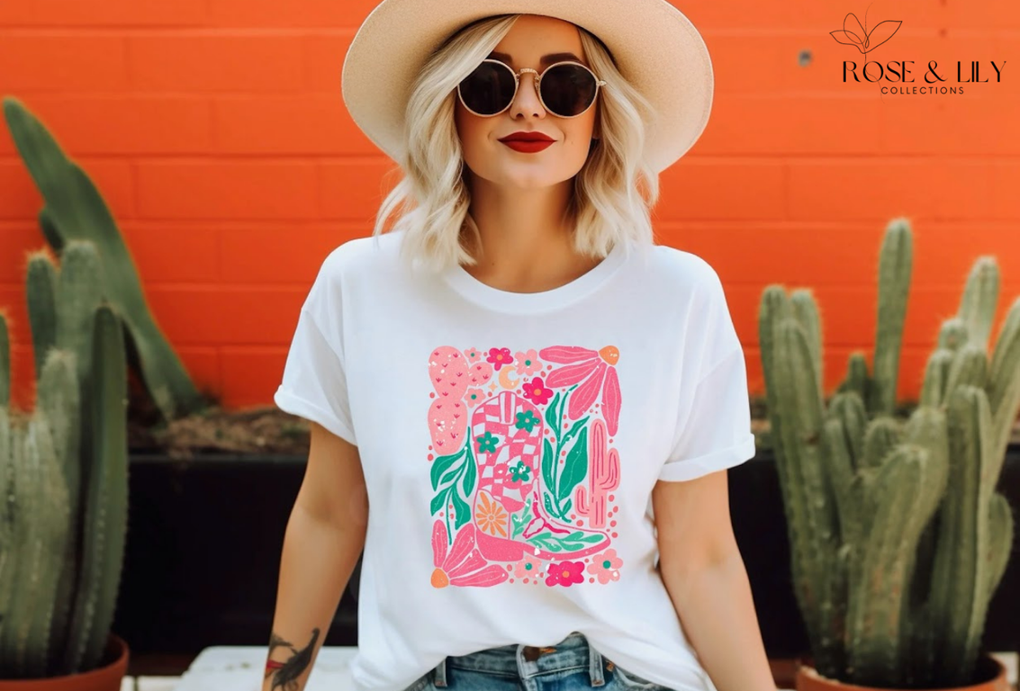 Boho Cowgirl Floral T-Shirt