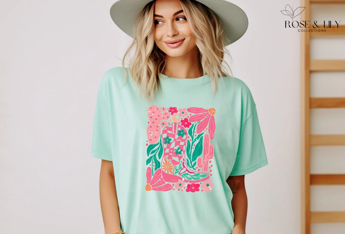 Boho Cowgirl Floral T-Shirt