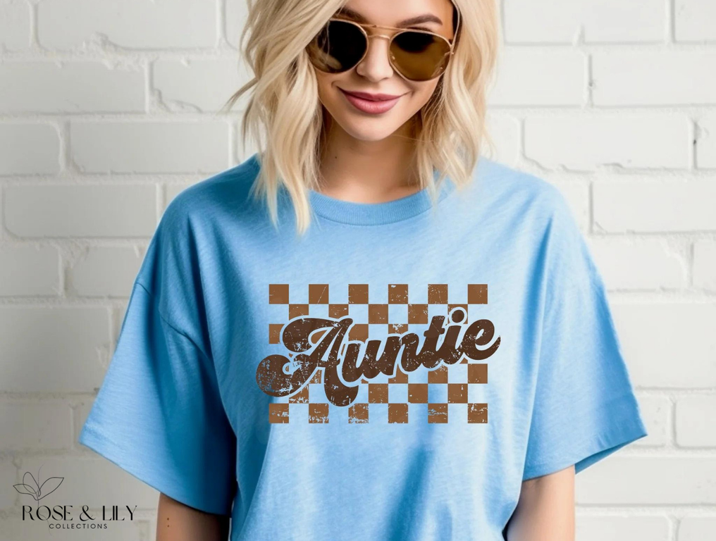 Auntie Checkered T-Shirt